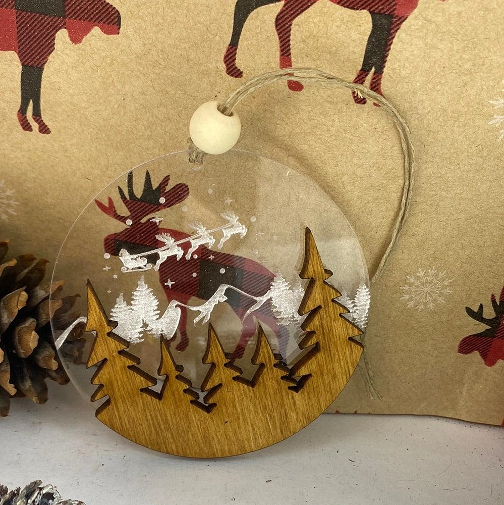 Santa's Sleigh Acrylic Ornament