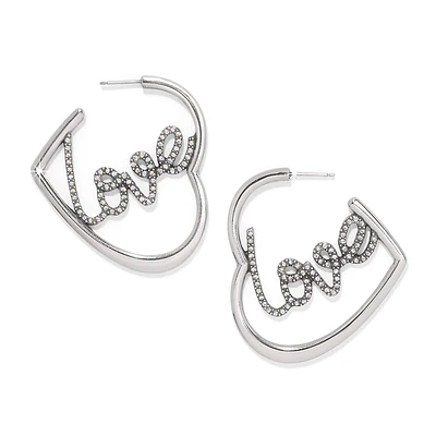 Love Script Sparkle Hoop Earrings