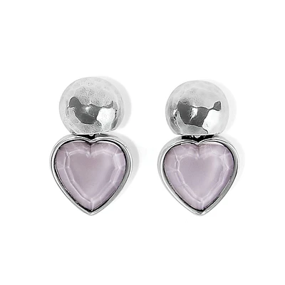 Loving Heart Lilac Post Drop Earrings