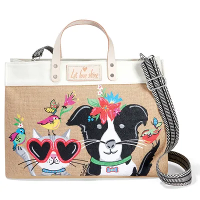 Best Pals East West Burlap Tote