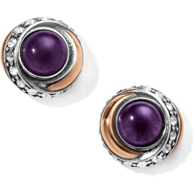 Neptune's Rings Amethyst Button Earrings