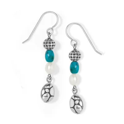 Pebble Turquoise Pearl French Wire Earrings