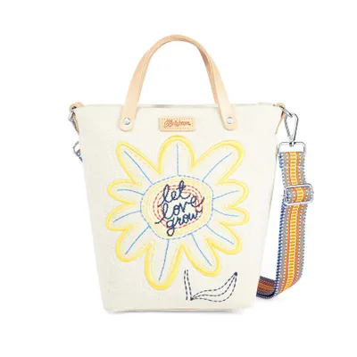 Sunny Daisy Embroidered Medium Messenger Bag