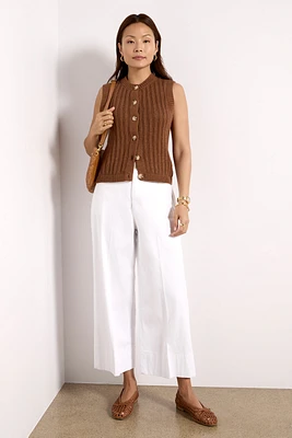 Stretch Twill Cropped Wide Leg
