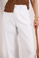 Stretch Twill Cropped Wide Leg