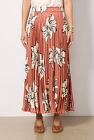 Satin Pleated Midi Skirt