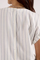 Button Back Stripe Top