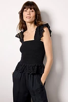 Talia Smocked Flutter Tank
