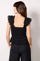 Talia Smocked Flutter Tank