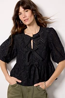 Elsie Eyelet Tie Front Blouse