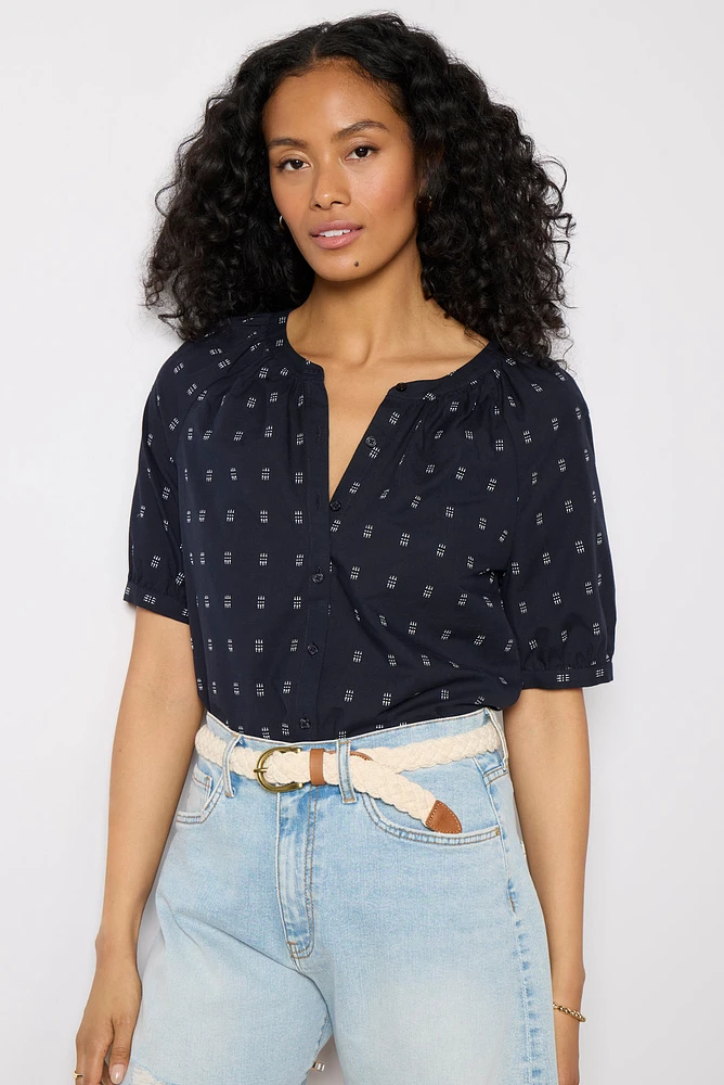 Fallon Split Neck Dobby Shirt