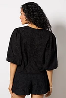 Tie Front Eyelet Top