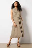 Bowie Linen Button Front Shirt Dress