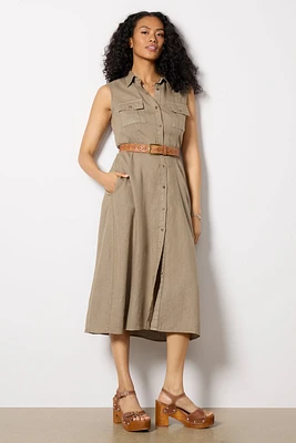 Bowie Linen Button Front Shirt Dress