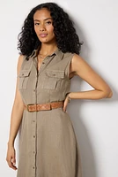 Bowie Linen Button Front Shirt Dress