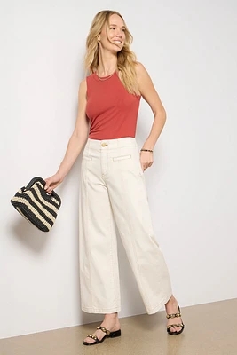 Meg Wide Leg with Contrast Stitch