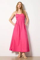 Poplin Ruched Maxi Dress