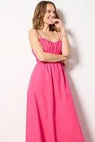 Poplin Ruched Maxi Dress