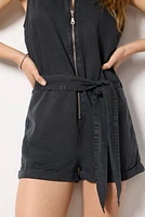 Sleeveless Zip Denim Romper