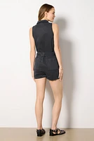 Sleeveless Zip Denim Romper