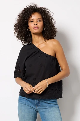 Nash Eyelet One Shoulder Top