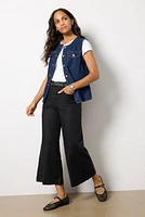Joelle Stretch Linen Cropped Wide Leg
