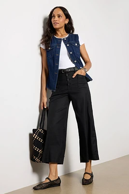 Joelle Stretch Linen Cropped Wide Leg