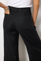 Joelle Stretch Linen Cropped Wide Leg
