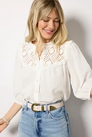 Quarter Sleeve Crochet  Blouse