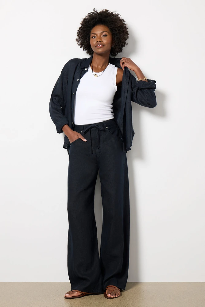 Brynn Drawstring Linen Pant