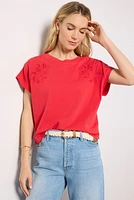 Everly Short Sleeve Cut Work Tee