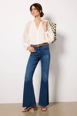 Long Sleeve Pleated Blouse