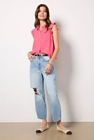Ruffle Button Down