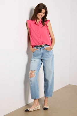 Ruffle Button Down