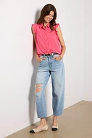 Ruffle Button Down