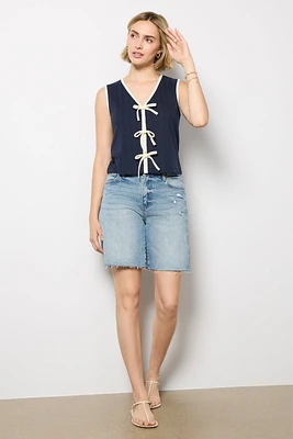 Tori Ribbed Tie Front Tank