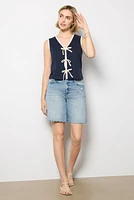 Tori Ribbed Tie Front Tank