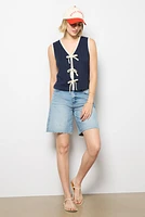 Tori Ribbed Tie Front Tank