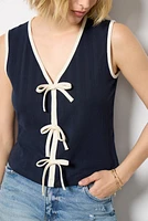 Tori Ribbed Tie Front Tank