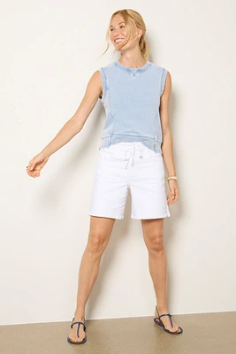 Sleeveless Knit Denim Vest