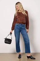 Shirred Button Front Blouse