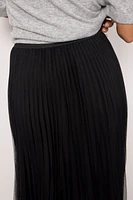 Tulle Pleated Midi Skirt