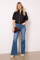 Jordan Zip Up Puff Sleeve Top