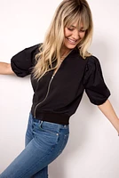 Jordan Zip Up Puff Sleeve Top