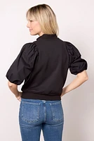 Jordan Zip Up Puff Sleeve Top