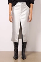LEATHER LIKE MIDI SKIRT