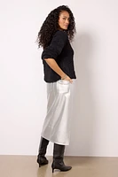 LEATHER LIKE MIDI SKIRT