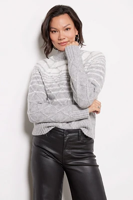 Leena Faded Criss Cross Mock Neck