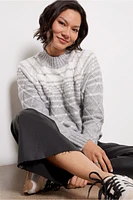 Leena Faded Criss Cross Mock Neck