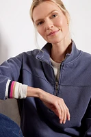 Stripe Rib Half Zip Pullover
